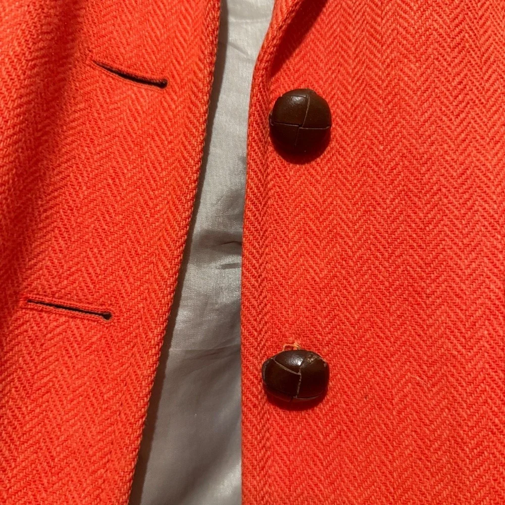 J‎ Crew Women's 100% Wool Blazer Herringbone Orange Sz 0P Classic Preppy